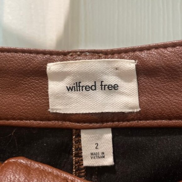 Aritzia Wilfred Brown Vegan Leather Pants Size 2 - Picture 3 of 5